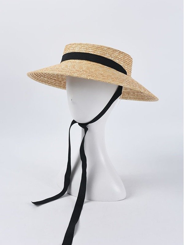 Retro Flat Natural Straw Hat Sun Hat