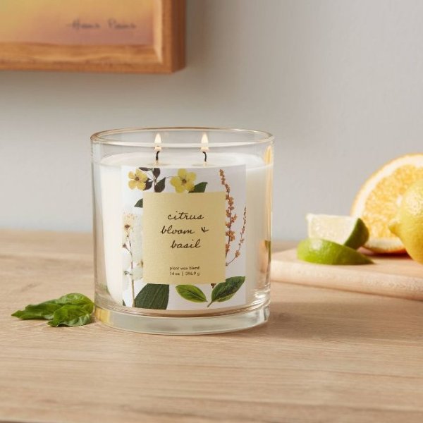 Glass Candle with Cork Lid Citrus Bloom and Basil - Threshold™