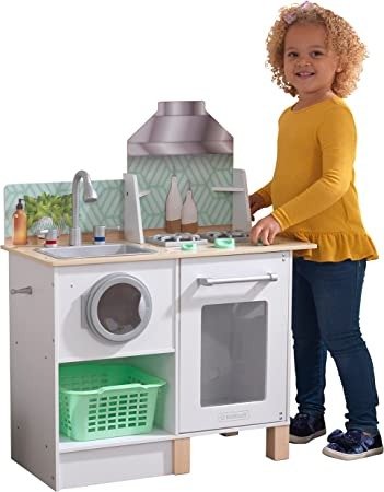 KidKraft Whisk & Wash Kitchen & Laundry with 1 Piece Accessory Play Set, Gift for Ages 3+