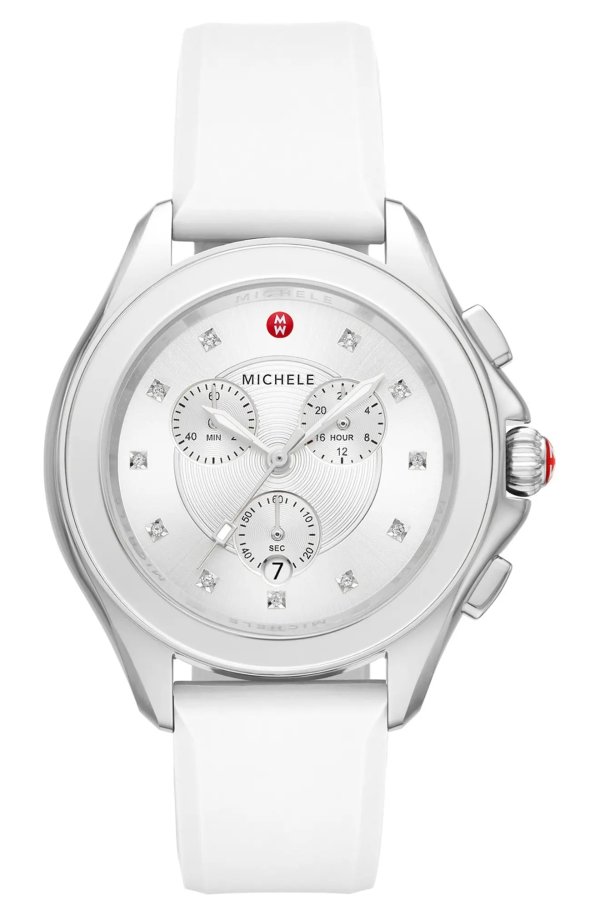 Women's Cape Chronograph White Silicone Watch, 38mm