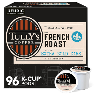 Tully's Coffee French Roast K-Cup Dark Roast Coffee, 96 Count