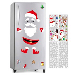 CERLMLAND Santa Claus Fridge Magnet Refrigerator-Stickers, Christmas Decorations-Window Scratch-Free Set of 18 Parts and 8 Stickers