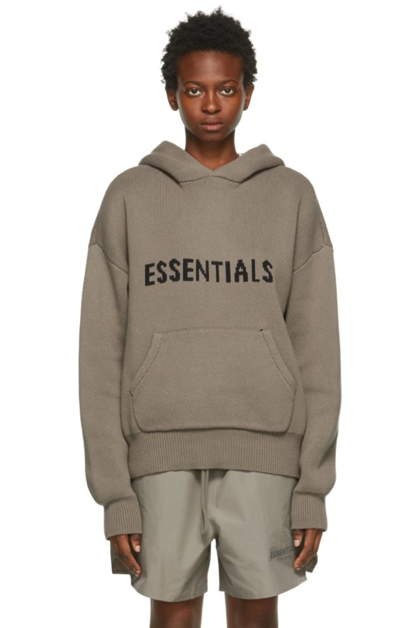 Taupe Pullover Logo Hoodie