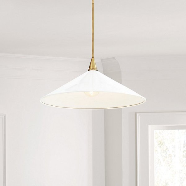 Varner Conical Pendant Light Fixture White with Brass