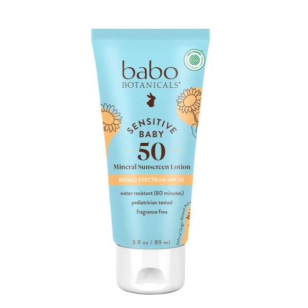 Baby Skin SPF 50 Mineral Sheer & Gentle Sunscreen Lotion, Unscented, 3 Fluid Ounce