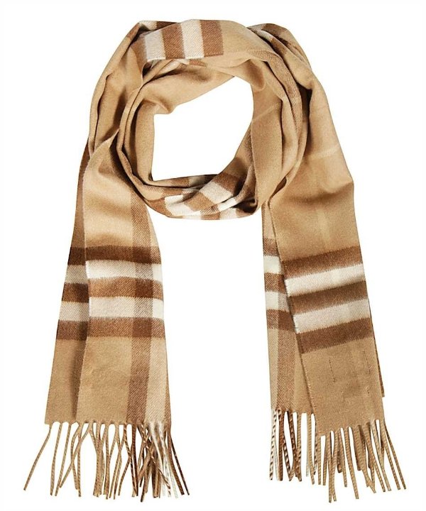 The Classic Check Cashmere Scarf- Mid Camel