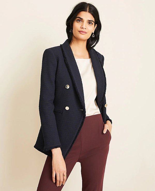 Double Breasted Tweed Blazer | Ann Taylor