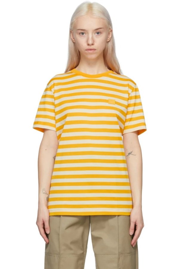 Yellow Striped Logo T-Shirt