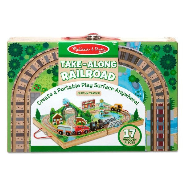 Take-Along Railroad 17-Piece Wooden Play Set