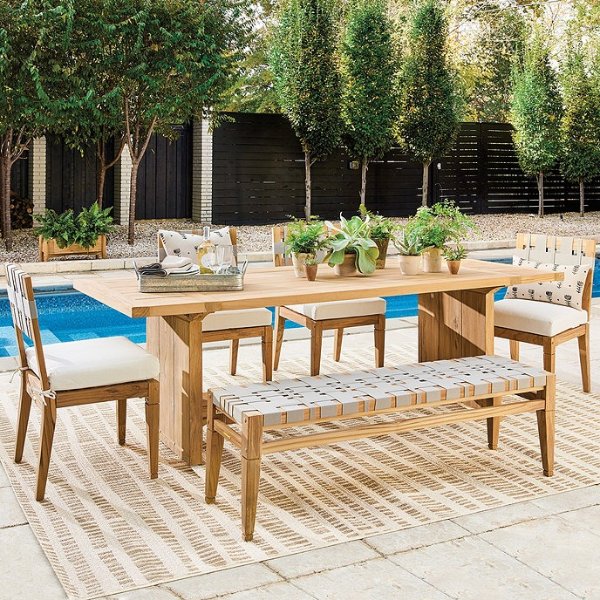 Tybee Outdoor Furniture Slatted Natural Teak Dining Table