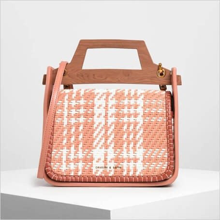 Clay Woven Wood-Effect Top Handle Bag | CHARLES & KEITH US