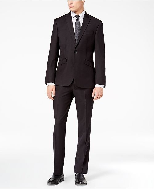 Men's Techni-Cole Slim-Fit Stretch Black Tic Suit