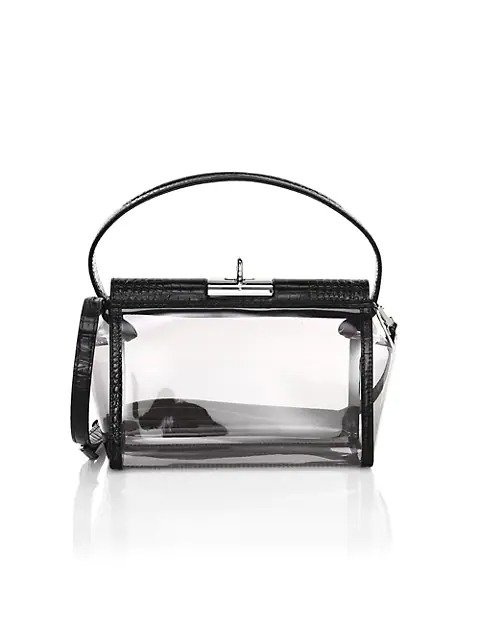 Water Leather-Trimmed PVC Crossbody Bag