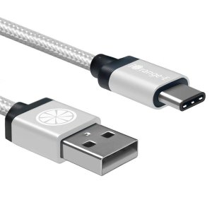 iOrange-E  6.6英尺 USB C双向编织充电线， 银色