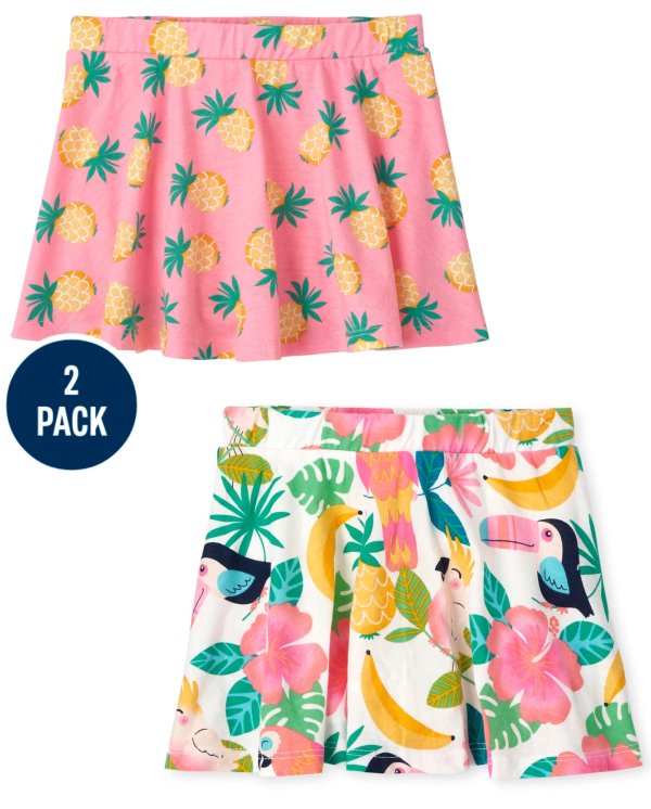 Toddler Girls Mix And Match Pineapple And Floral Print Knit Skort 2-Pack | The Children's Place