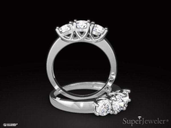 1 Carat Three Diamond Ring In Solid White Gold. Fiery Near Colorless Diamonds. Lowest Price Even On This Beautiful Ring!