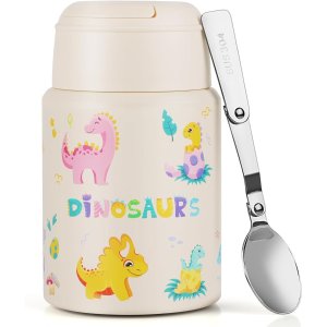 Reastar Dinosaur Insulated Food Container for Kids, 18 oz Vacuum Insulated Food Jar,