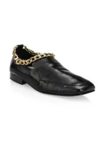 Nick Chain-Trimmed Leather Loafers