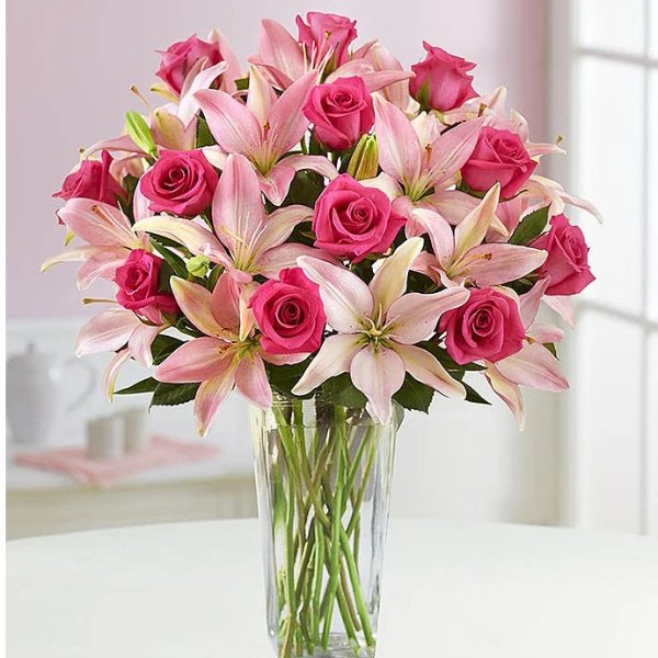 Magnificent Pink Rose & Lily Bouquet