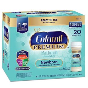 Enfamil Newborn PREMIUM Non-GMO Infant Formula 20 Calorie, Ready to Use, 2 Fluid Ounce Nursette Bottle, 6 Count @ Amazon