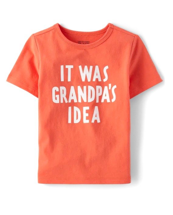 Baby And Toddler Boys Grandpa's Idea Graphic Tee - blood orange