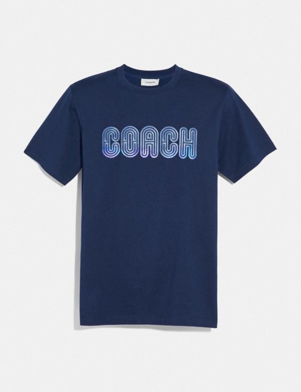 Embroidered Coach Print T-Shirt