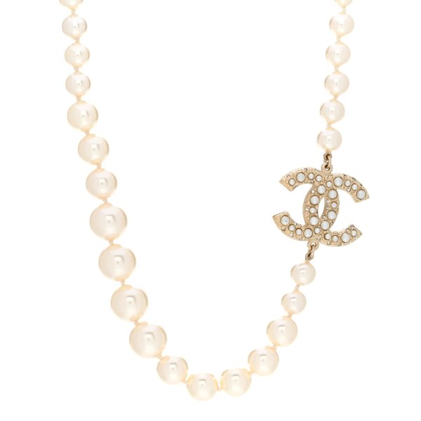 Pearl CC 100th Anniversary Necklace Light Gold