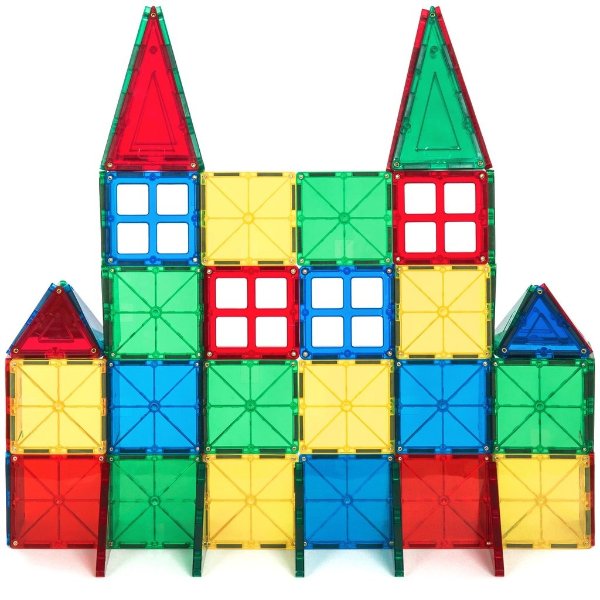 60-Piece Kids Magnetic Building Tiles Toy Set w/ Carrying Case