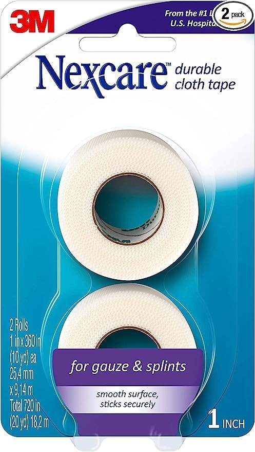 Durable Cloth Tape, Woven Tape, Securely Holds Bulky Wound Dressing - 1 In x 10 Yds, 2 Rolls of Tape
