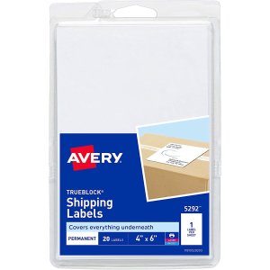 Avery Shipping Labels with TrueBlock Technology, 4 x 6, Pack of 20