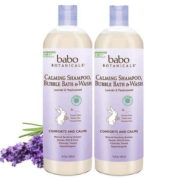 Calming Shampoo, Bubble Bath & Wash - 15 oz. - Bundle (2 Pack)