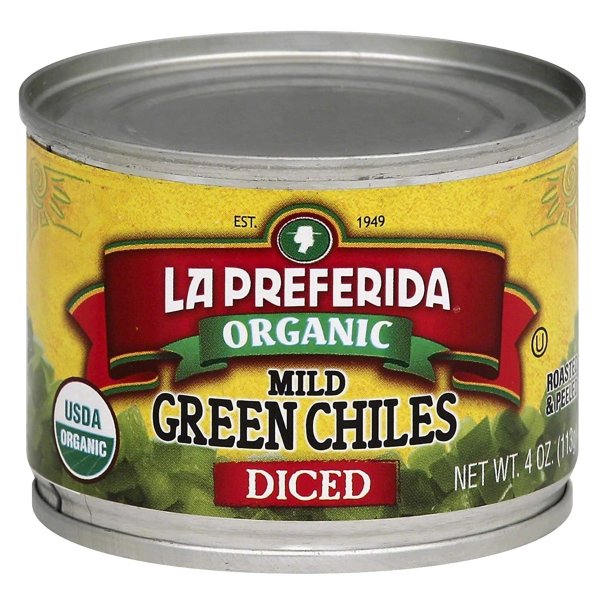 La Preferida Organic Green Chiles, Mild-Diced, 4 Ounce (Pack of 12)