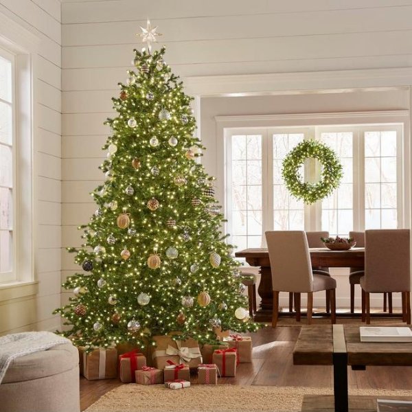 7.5 ft Elegant Grand Fir LED Pre-Lit Artificial Christmas Tree with Timer with 2000 Warm White Lights