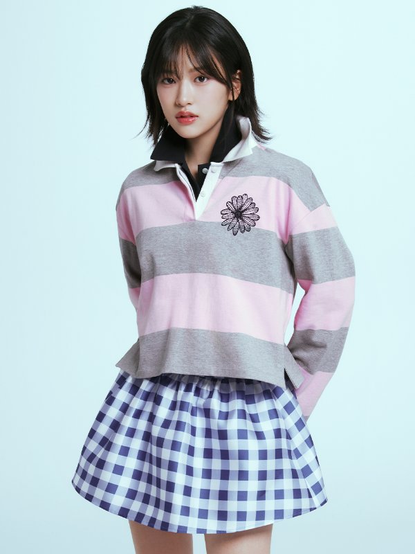 Rugby Polo Shirt - Gray Pink