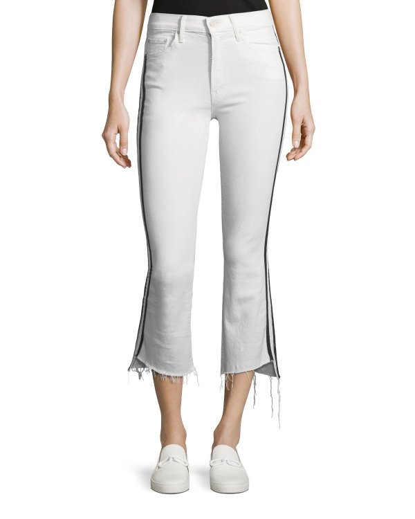 Insider Crop Step-Fray Straight-Legs Jeans W/ Racing Stripes