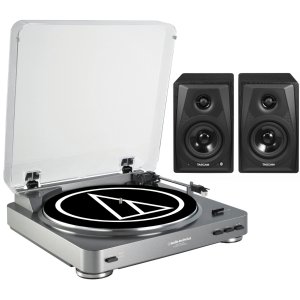 Audio-Technica AT-LP60-USB Stereo Turntable with Tascam VL-S3BT Monitors
