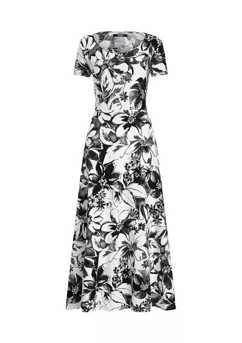 Women's Floral Fit and Flare Midi Dress