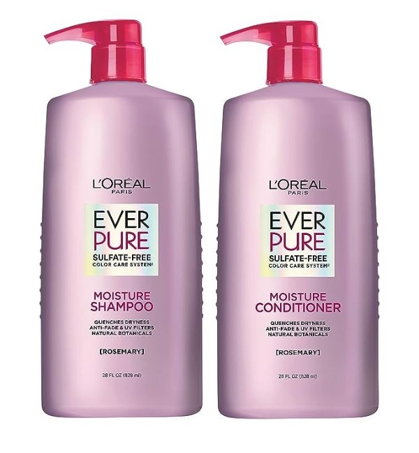 EverPure Moisture Sulfate Free Shampoo and Conditioner with Rosemary Botanical, for Dry Hair, Color Treated Hair, 1 kit