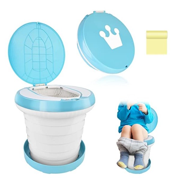 Portable Potty for Toddler Travel - INSOUR New 2 in 1 Portable Travel Potty for Toddler Baby Potty Training Toilet Seat Emergency Potty for Car, Camping, Outdoor and Indoor