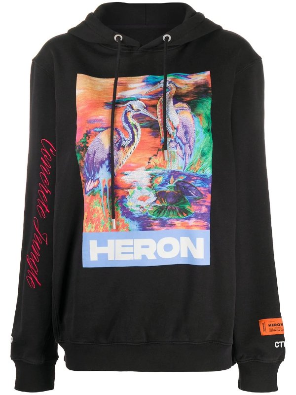 Heron logo print hoodie