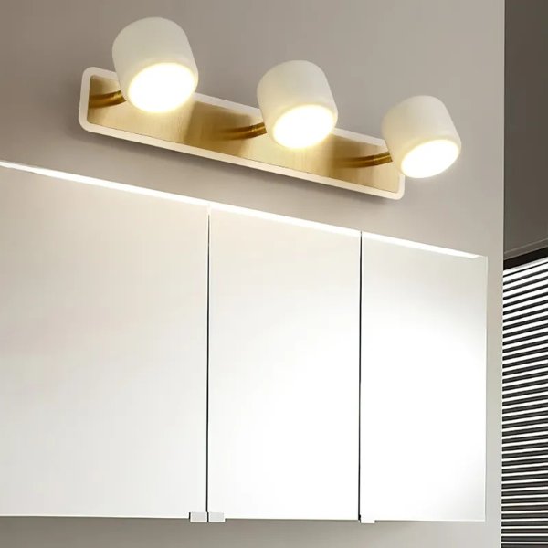 White LED Adjustable Gold Bath Vanity Light 3-Light Indoor Wall Light-Homary