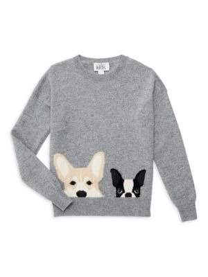 Autumn Cashmere - Little Girl's & Girl's Corgi & Bulldog Merino Wool & Cashmere Sweater