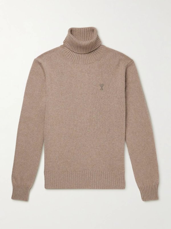 Slim-Fit Logo-Embroidered Recycled Cashmere Rollneck Sweater