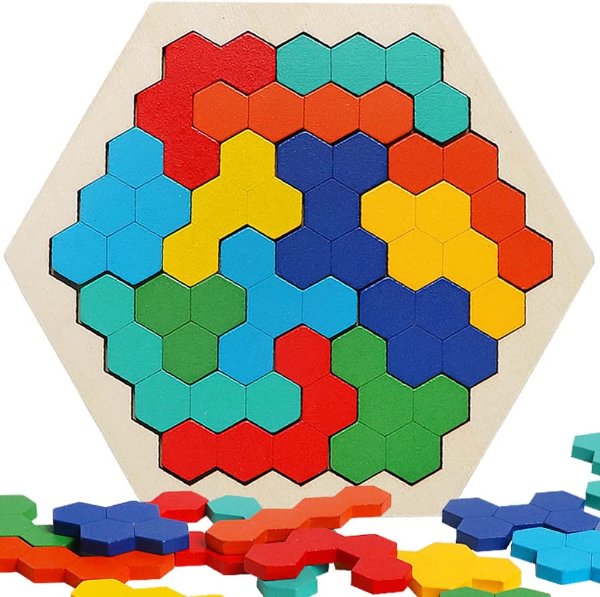 Skrtuan Wooden Hexagon Puzzle for Kid