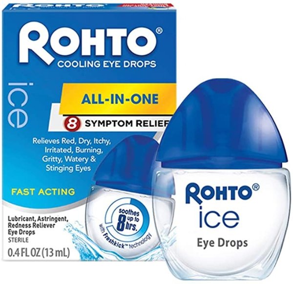 Ice All-in-one, Multi-Symptom Relief Cooling Eye Drops, 0.4 oz, 3Count
