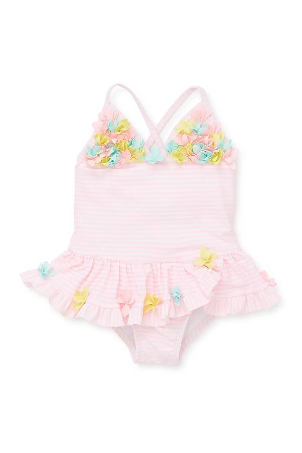 3D Floral Applique Swimsuit(Baby Girls)