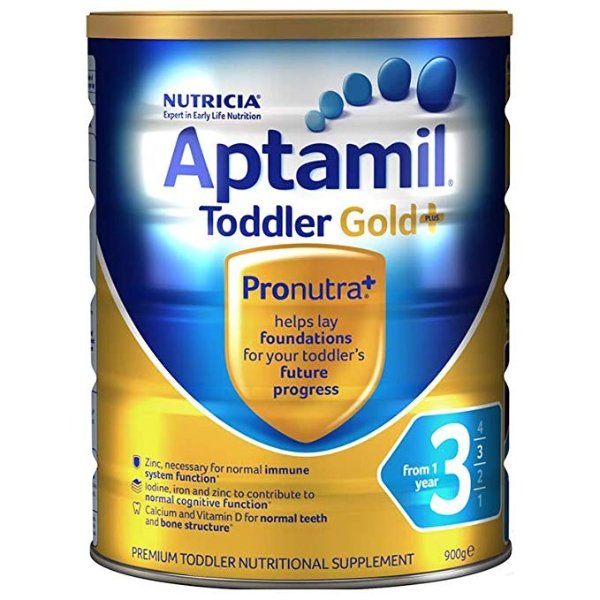 (跨境自营)(包税) Aptamil 新西兰爱他美 金装 婴儿奶粉 3段 一岁以上 900g