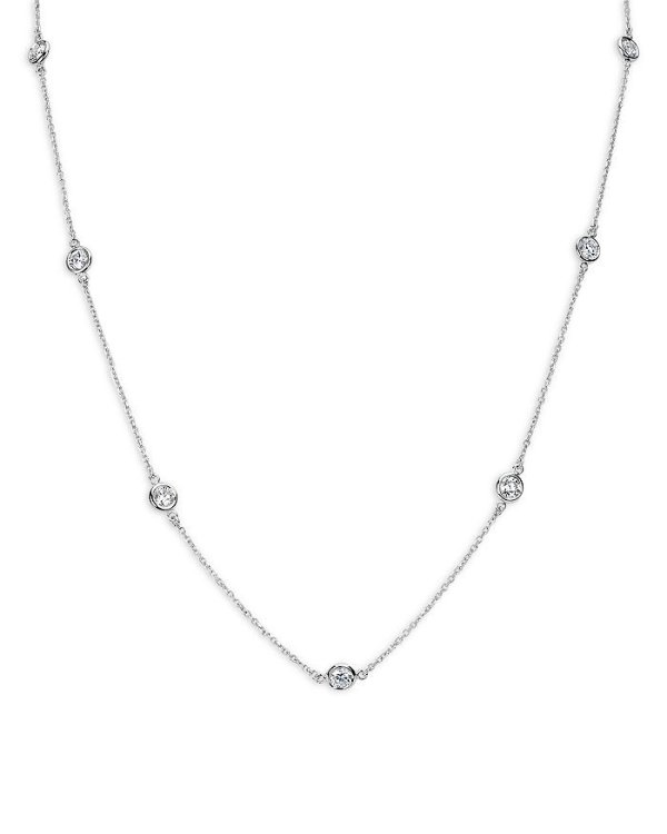 Diamond Bezel Statement Necklace in 14K White Gold, 1.50 ct. t.w., 18" - 100% Exclusive