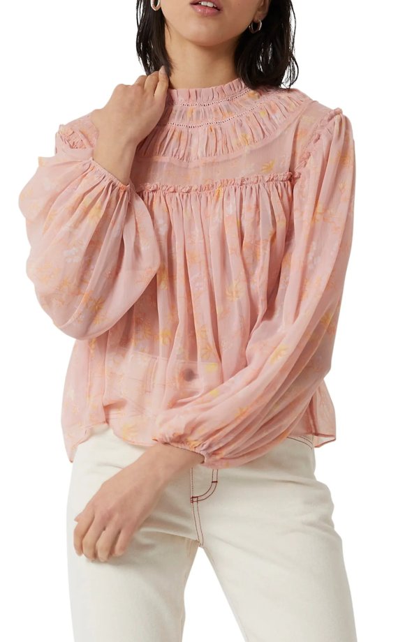 Diana Crinkle High Neck Blouse