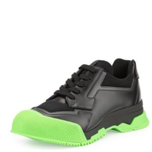 Prada  Leather Trainer Sneaker with Contrast Sole @ Bergdorf Goodman